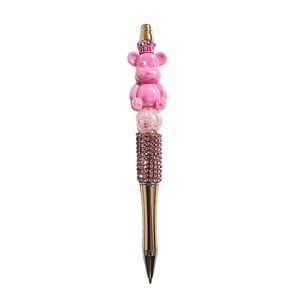Bear Bling Beaded Ballpoint Twist Pen Pink Topper